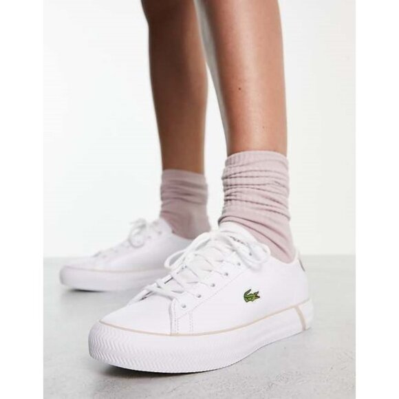 Lacoste Sz. 10 White/Pink Gripshot Leather Low Profile Sneakers Preppy - Picture 2 of 16